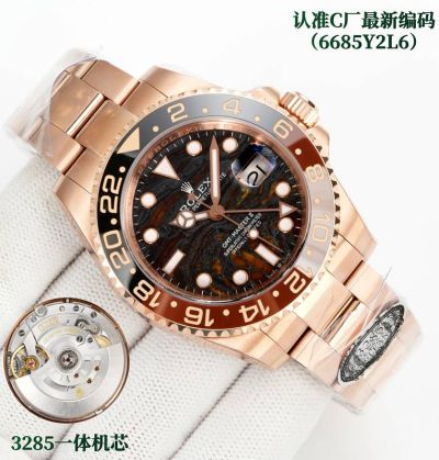 Replica Rolex GMT-Master ii 3285 Movement 904L Steel Sapphire Glass Rolex GMT Rose Gold 2025 Mens Watch